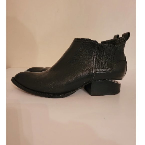 Alexander Wang Leather Chelsea Ankle Black Boots silver Heel size 36 - Picture 1 of 12